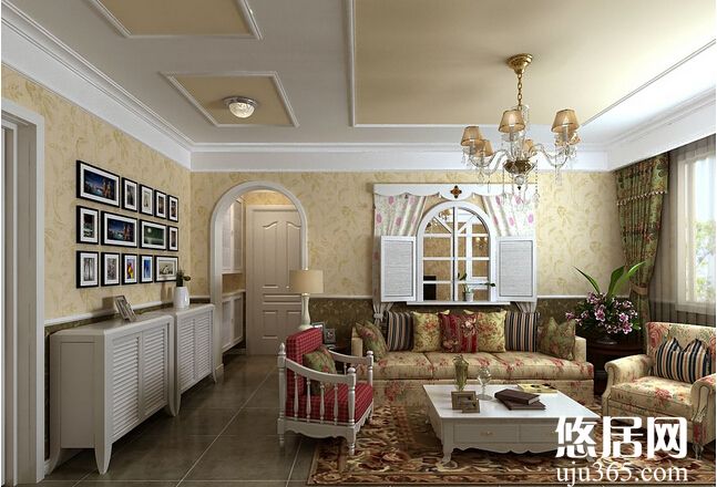 美式田園客廳效果圖