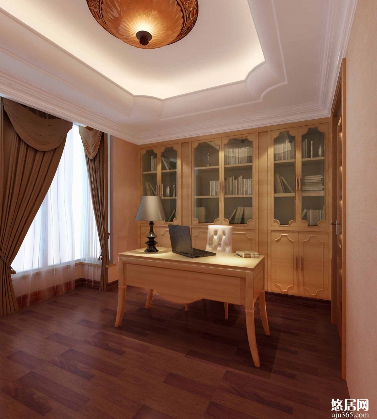 凹凸式吊頂書房裝修效果圖